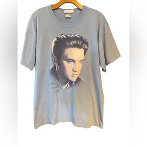 Elvis Presley Sz L* Light Blue Young Elvis Presley Portrait Short Sleeve T-Shirt